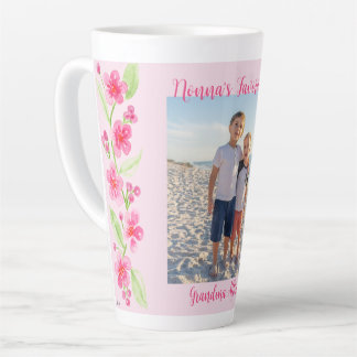 Caneca De Café Latte Foto da Flor de Cerejeira em Aquarela NONNA PERSON