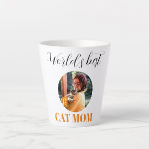 Caneca De Café Latte Foto da melhor mãe de gato do mundo simples