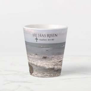 Caneca De Café Latte Foto da Páscoa das Escrituras de Oceano com Ressur