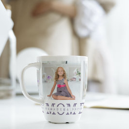 Caneca De Café Latte Foto de Colagem Moderna Melhor Mãe, Presente Roxo