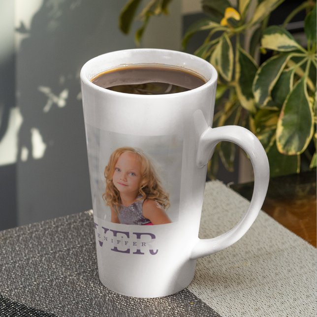 Caneca De Café Latte Foto de Colagem Moderna Melhor Mãe, Presente Roxo (Criador carregado)