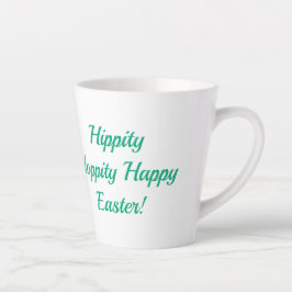 Caneca De Café Latte Foto de menina com coelho da Páscoa e nome