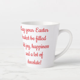 Caneca De Café Latte Foto de menina fofa com cesta de ovos e nome