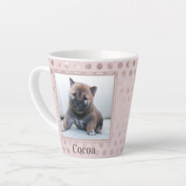 Caneca De Café Latte Foto de Pet de Bolinhas Rosa Chic