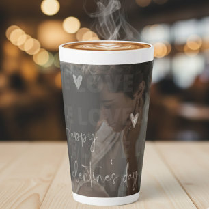 Caneca De Café Latte Foto do Casal Romântico do Dia de os namorados Per