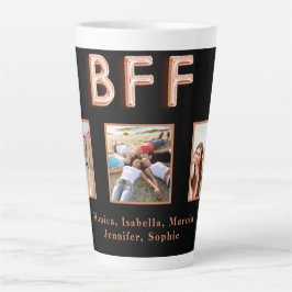 Caneca De Café Latte Foto dos nomes preto de rosa ouro do BFF