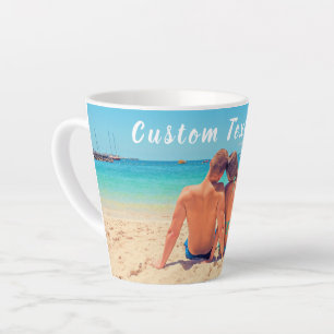 Caneca De Café Latte Foto e texto personalizados - seu próprio Design -