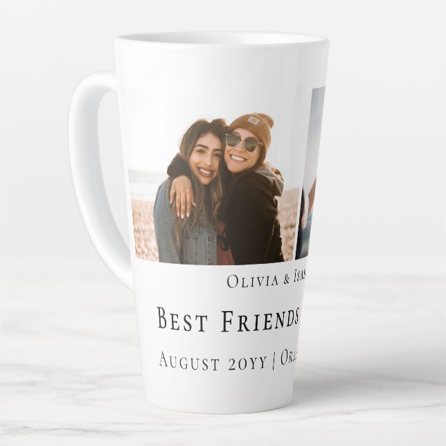 Caneca De Café Latte Foto moderna personalizada Melhores Amigos Para Se (Ângulo esquerdo)