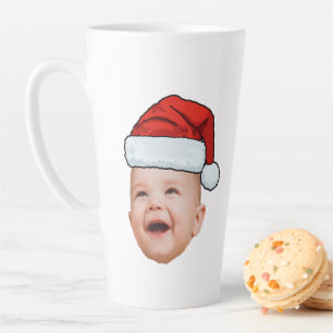 Caneca De Café Latte Foto personalizada do rosto do bebê Papai Noel Nat