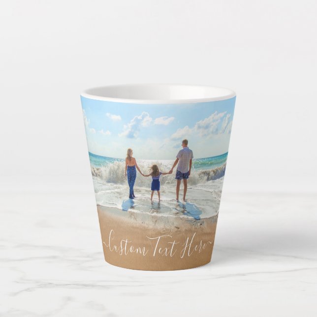 Caneca De Café Latte Foto personalizada Latte Mug com Fotografias e Tex (Frente)