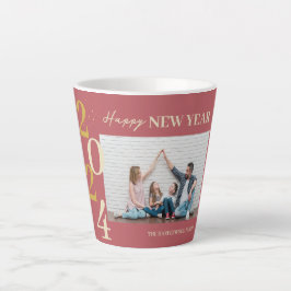 Caneca De Café Latte Foto simples do Feliz ano novo moderno Elegante On