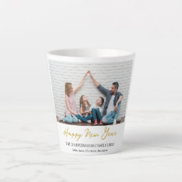 Caneca De Café Latte Foto simples do Feliz ano novo moderno Elegante On