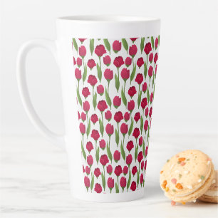 Caneca De Café Latte Fotografia de Flores Florais de Tulipa e Rosa Eleg