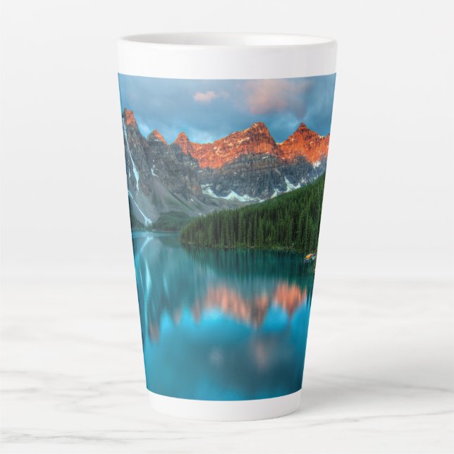 Caneca De Café Latte Fotografia de paisagem Cena Montanha e Lago (Frente)