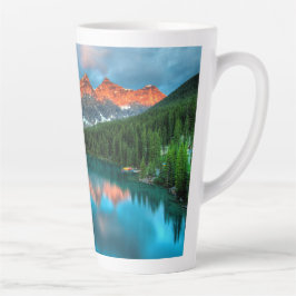 Caneca De Café Latte Fotografia de paisagem Cena Montanha e Lago