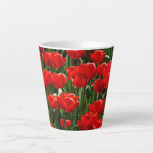 Caneca De Café Latte Fotografia Floral de Tulipa e Rosa Elegante