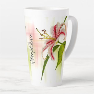 Caneca De Café Latte Fotografia Floral do Stargazer Rosa Elegante Lily