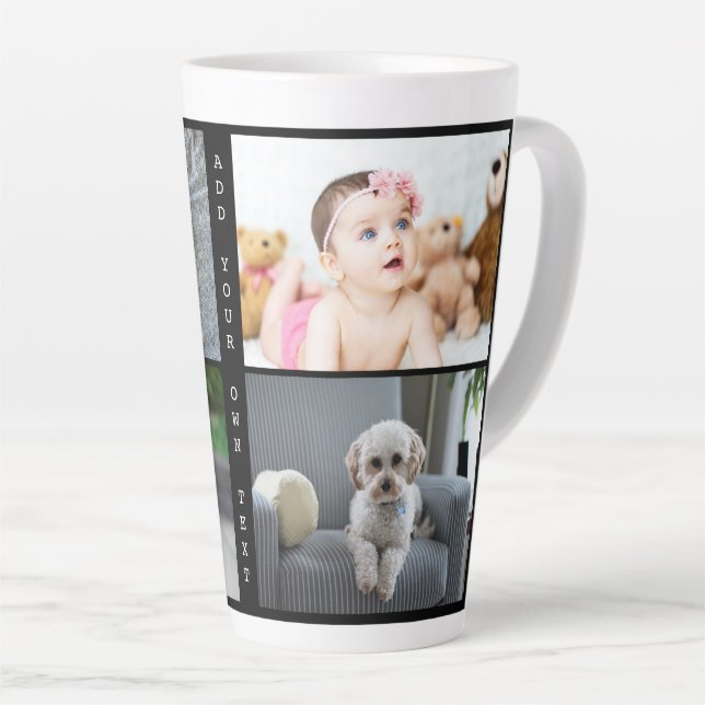 Caneca De Café Latte Fotografias e Texto Personalizados (Ângulo direito)