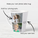 Caneca De Café Latte Fotografias e Texto Personalizados<br><div class="desc">Fotos e Texto personalizados - A caneca latte de manutenção de fotos de Ricaso - adicione suas próprias fotos e texto - presentes de manutenção de fotos</div>