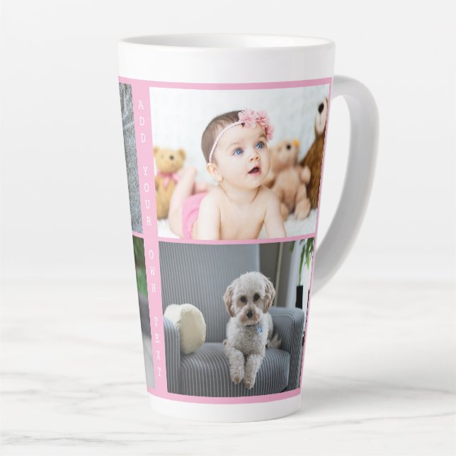 Caneca De Café Latte Fotografias e Texto Personalizados (Ângulo direito)