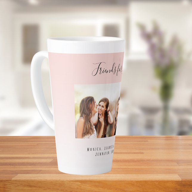 Caneca De Café Latte Fotos personalizadas melhores amigas para a vida c (Criador carregado)