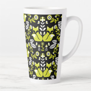 Caneca De Café Latte Fox Nordic Scandinavian Folart Tablecloth