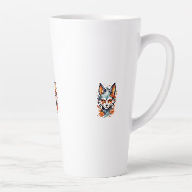 Caneca De Café Latte Fox Vibes: Arte de outono de Eterno (Direita)