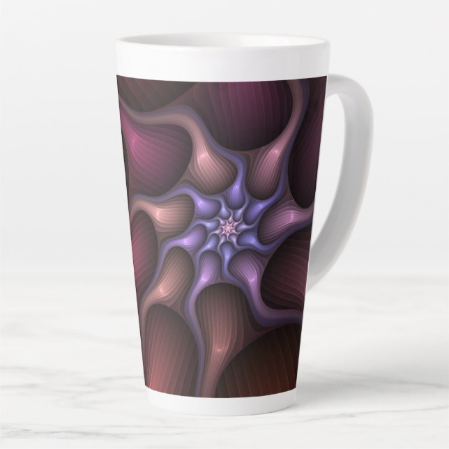 Caneca De Café Latte Fractal Colorido de Abstrato brilhante mágico (Ângulo direito)