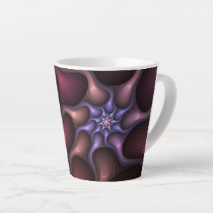 Caneca De Café Latte Fractal Colorido de Abstrato brilhante mágico