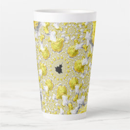Caneca De Café Latte Fractal Dourado abstrato