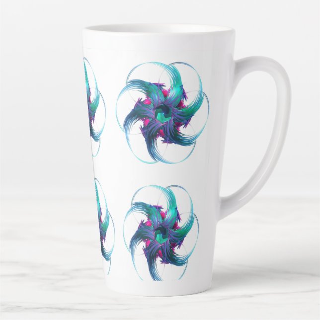 Caneca De Café Latte Fractal Fantasy Swirls Latte Mug (Direita)
