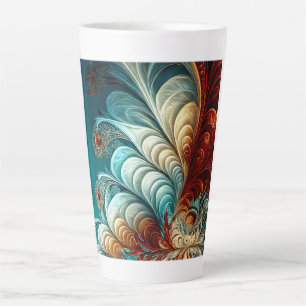 Caneca De Café Latte Fractal Feather Latte Mug