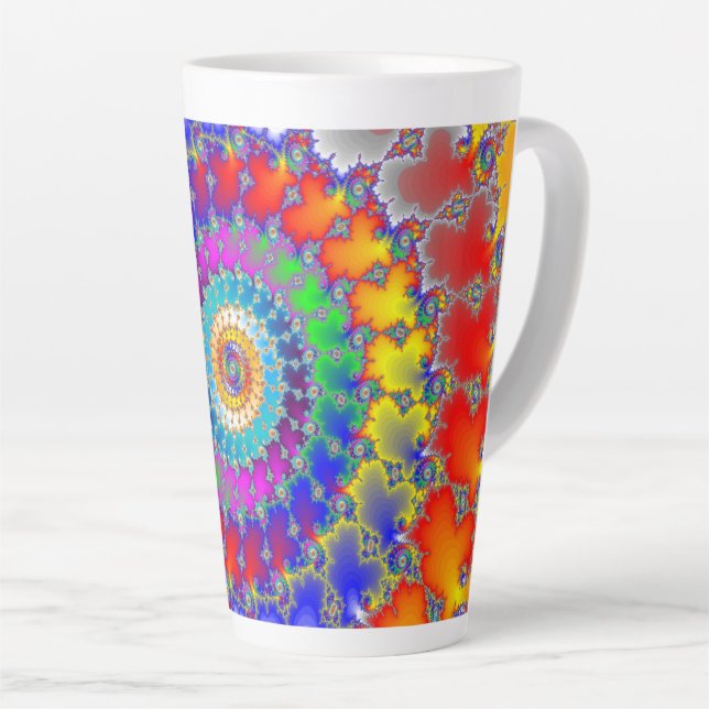 Caneca De Café Latte Fractal Psicedélico (Ângulo direito)
