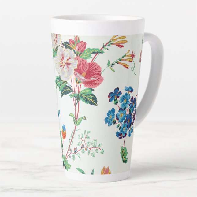 Caneca De Café Latte France 1830 Floral Antique Wallpaper (Ângulo direito)
