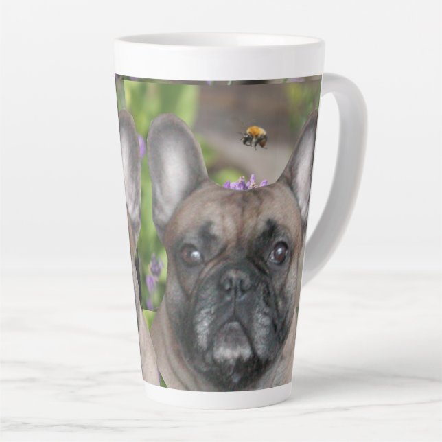 Caneca De Café Latte Französische Bulldogge mit Biene French Bulldog (Ângulo direito)