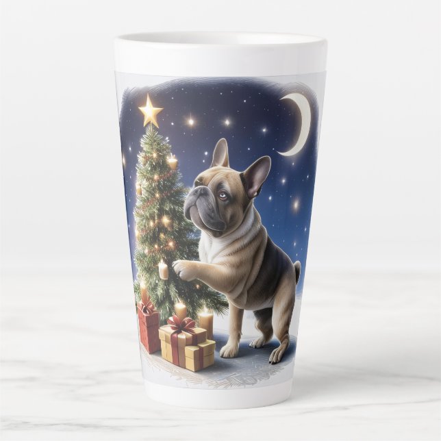 Caneca De Café Latte Französische Bulldogge Weihnachtsbaum Bulldog (Frente)
