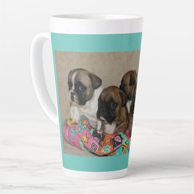 Caneca De Café Latte Französische Bulldoggen Kissen French Bulldog (Ângulo esquerdo)