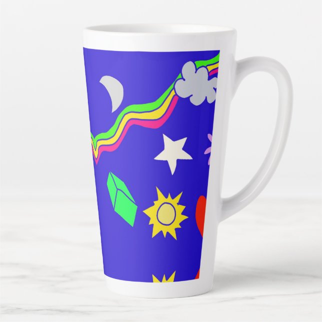 Caneca De Café Latte Frasco de água de alumínio azul-padrão (Direita)