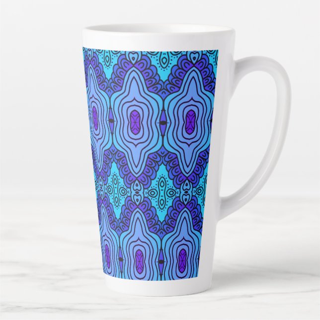 Caneca De Café Latte Frasco de água de alumínio com padrão azul (Direita)