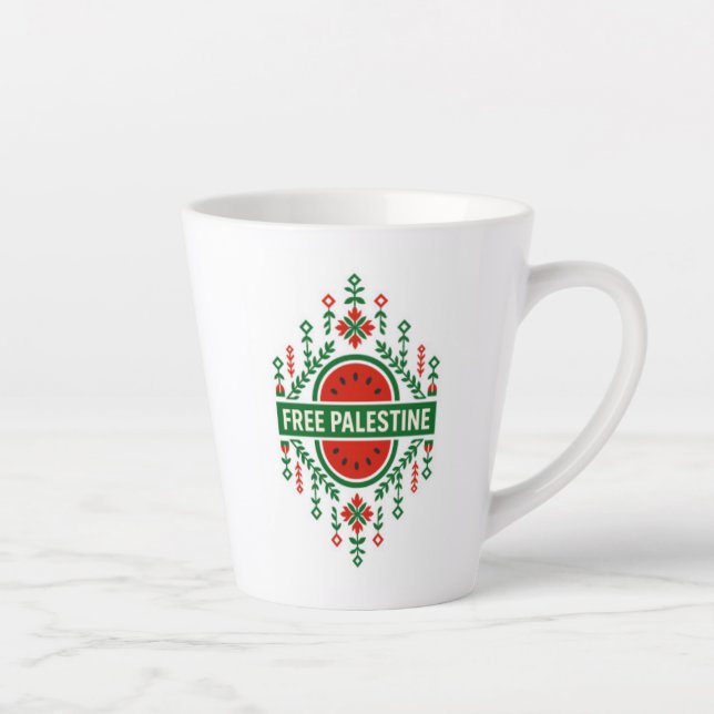 Caneca De Café Latte Free Palestine (Direita)
