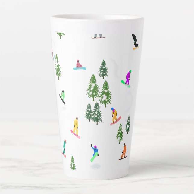 Caneca De Café Latte Freeride Snowboarders Design (Frente)