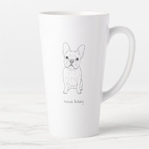 Caneca De Café Latte French Bulldog Arte de Linha Minimalista - Frente 