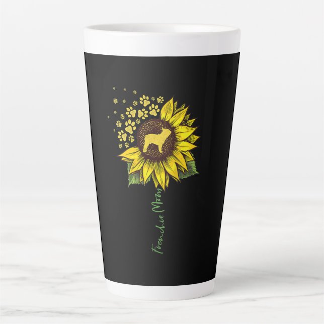 Caneca De Café Latte Frenchie Sunflower Mãe Bulldog Francês Gift (Frente)