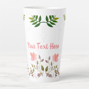 Caneca De Café Latte Fronteiras, Folhas e Flores