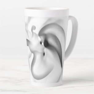 Caneca De Café Latte Frozen: Cinza, Branco e Preto Abstratos