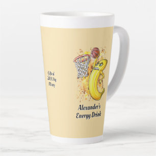 Caneca De Café Latte Fruity Slam Dunk Energizando Banana Personalizável