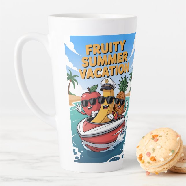 Caneca De Café Latte Fruity Summer Vacation Latte Mug (In Situ)