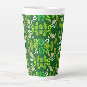 Caneca De Café Latte Fruta Tropical Verde Padrão