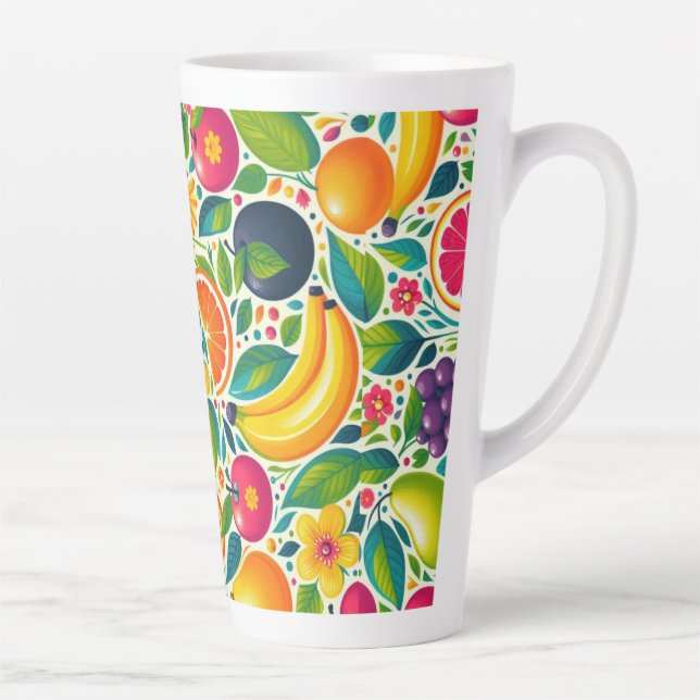 Caneca De Café Latte Frutas coloridas (Direita)