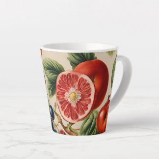 Caneca De Café Latte Frutas e flores do Jardim Italiano de Luxo